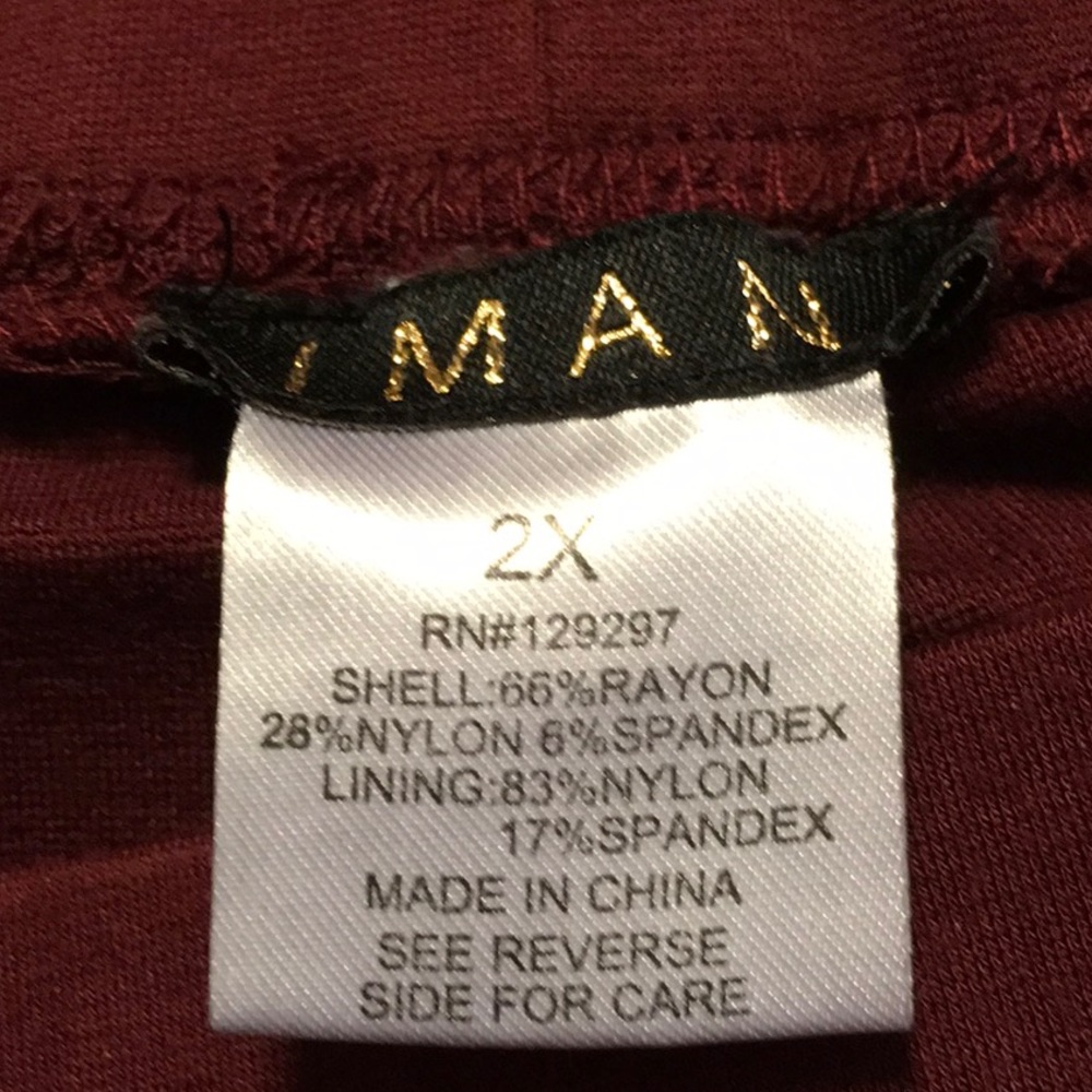 EUC,IMAN ZIPPERED LEGGINGS,INSEAM 27”,SZ 2X,no pockets,Cranberry,waist 18”COTTON